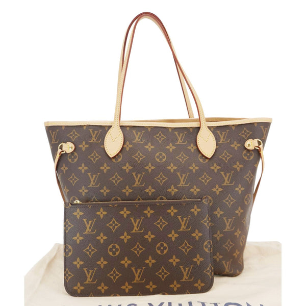 LOUIS VUITTON Neverfull MM Monogram Canvas Tote Bag Brown