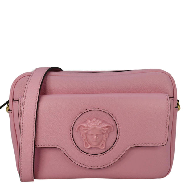 VERSACE La Medusa Leather Shoulder Camera Bag Pink