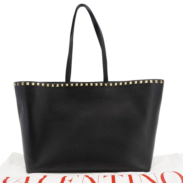 VALENTINO Garavani Rockstud Textured Leather Shopping Tote Bag Black