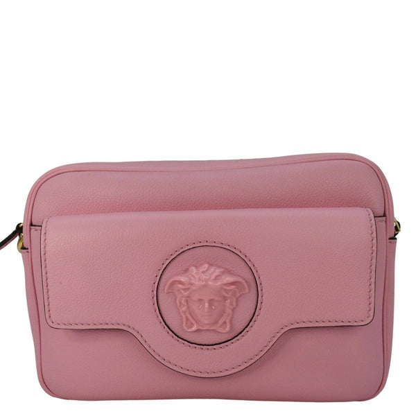 VERSACE La Medusa Leather Shoulder Camera Bag Pink