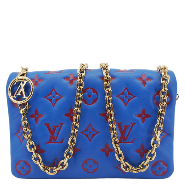 LOUIS VUITTON Coussin Pochette Monogram Embossed Leather Crossbody Bag Blue