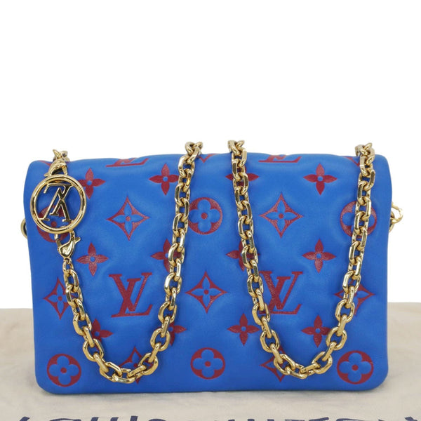 LOUIS VUITTON Coussin Pochette Monogram Embossed Leather Crossbody Bag Blue