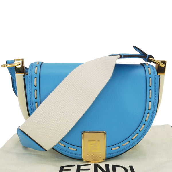 FENDI Moonlight Leather Crossbody Saddle Bag Blue