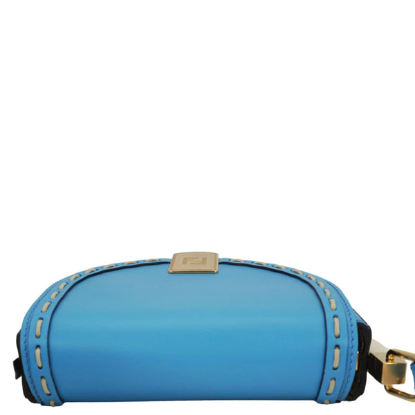 FENDI Moonlight Leather Crossbody Saddle Bag Blue