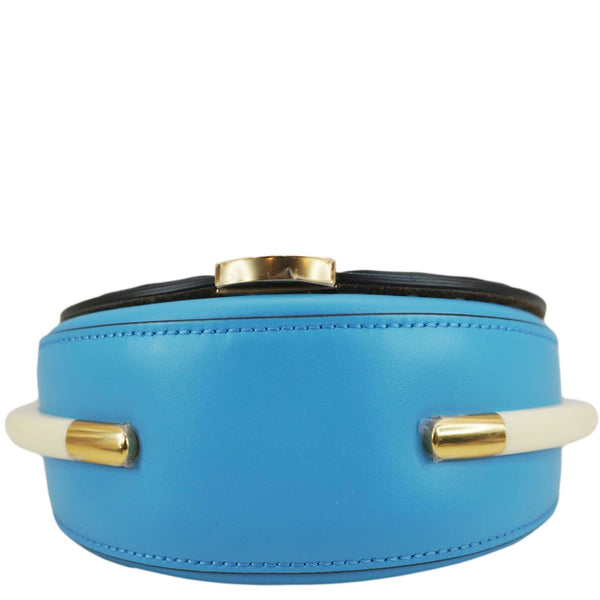 FENDI Moonlight Leather Crossbody Saddle Bag Blue