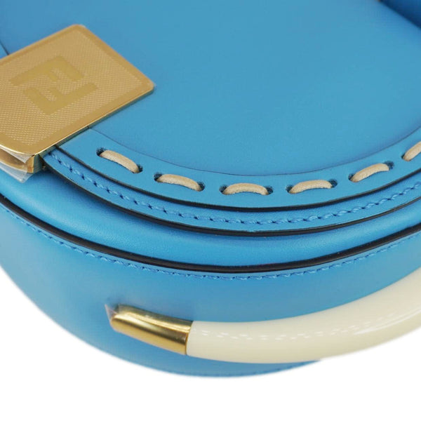 FENDI Moonlight Leather Crossbody Saddle Bag Blue