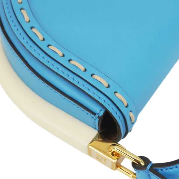 FENDI Moonlight Leather Crossbody Saddle Bag Blue