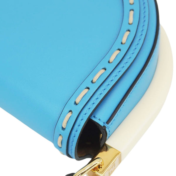 FENDI Moonlight Leather Crossbody Saddle Bag Blue