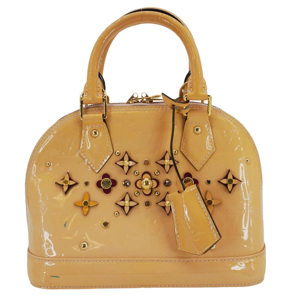 LOUIS VUITTON Alma BB Flowers Vernis Leather Satchel Bag Jaune Passion