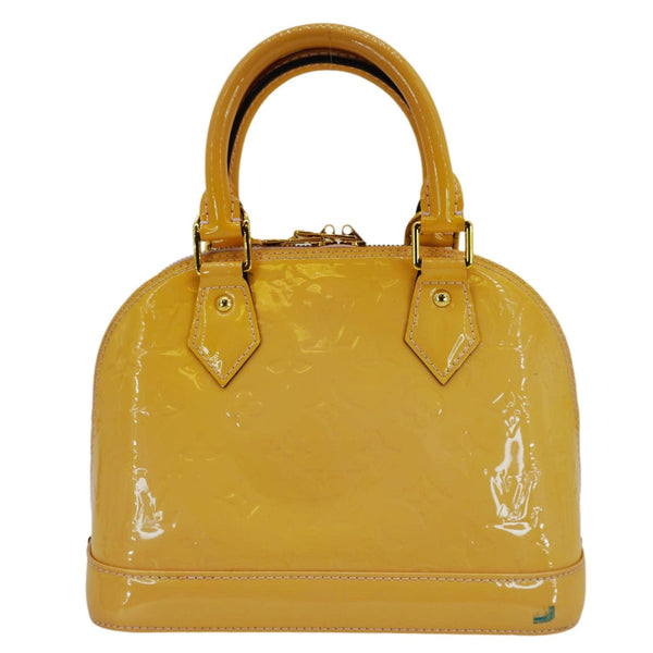 LOUIS VUITTON Alma BB Flowers Vernis Leather Satchel Bag Jaune Passion