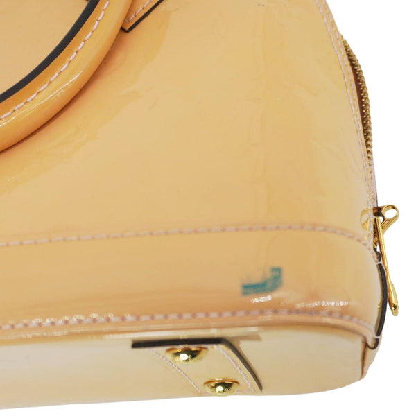 LOUIS VUITTON Alma BB Flowers Vernis Leather Satchel Bag Jaune Passion