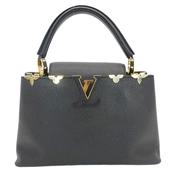 LOUIS VUITTON Capucines Crown Flowers Taurillon Leather Shoulder Bag Black