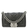 CHANEL Boy Small Leather Shoulder Bag Black