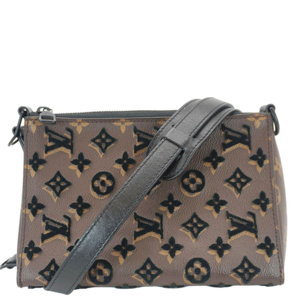 LOUIS VUITTON Triangle  Monogram Tuffetage Messenger Bag Brown