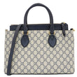 GUCCI GG Small Supreme Canvas Top Zip Tote Bag Navy Blue 409534