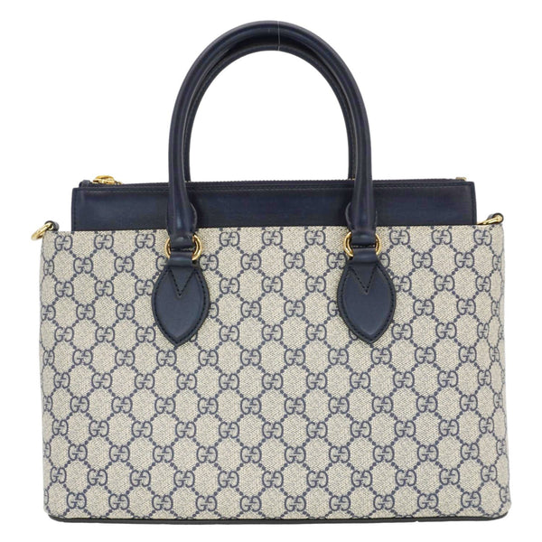 GUCCI GG Small Supreme Canvas Top Zip Tote Bag Navy Blue 409534