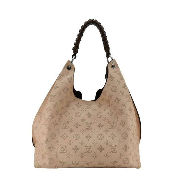 LOUIS VUITTON Carmel Mahina Leather Hobo Bag Light Pink