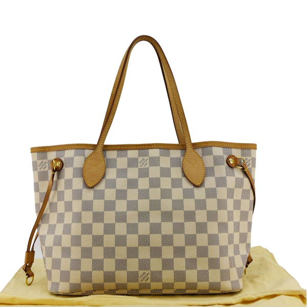 LOUIS VUITTON Neverfull PM Damier Azur White Tote Bag  back sides