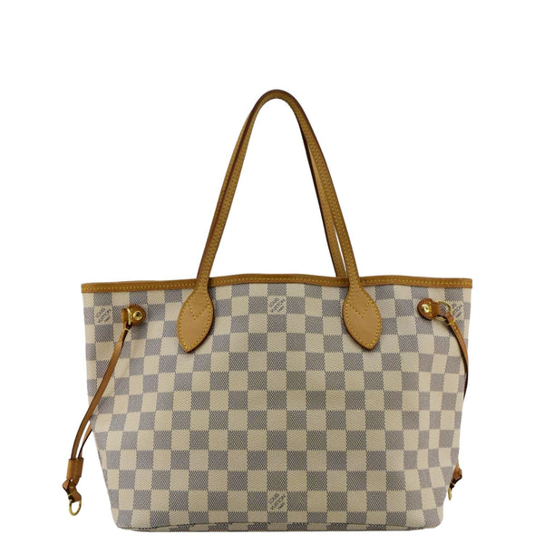 LOUIS VUITTON Neverfull PM Damier Azur White Tote Bag  front look