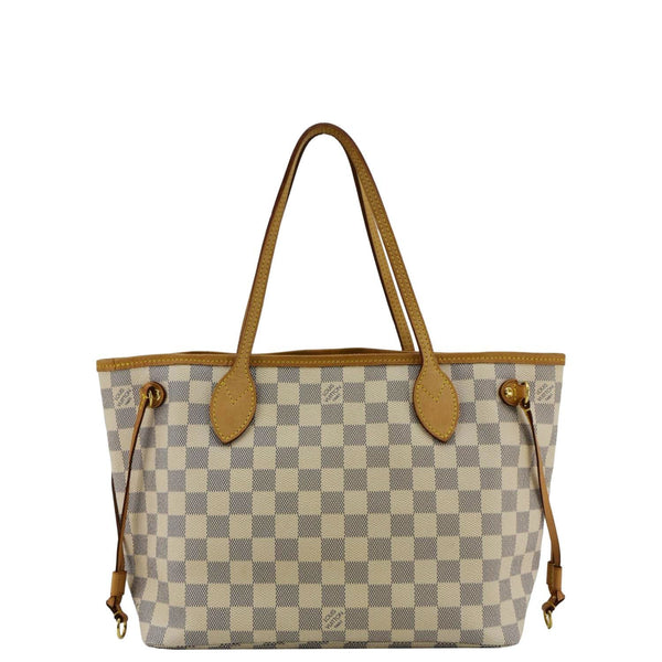 LOUIS VUITTON Neverfull PM Damier Azur White Tote Bag back look