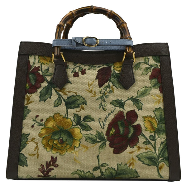 GUCCI Diana Bamboo Floral Print Canvas Tote Bag Beige 678842