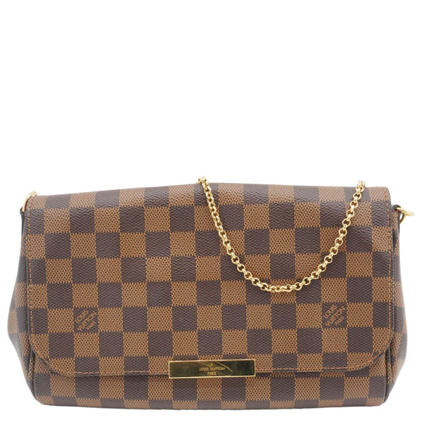 LOUIS VUITTON Favorite MM Damier Ebene Clutch Bag Brown