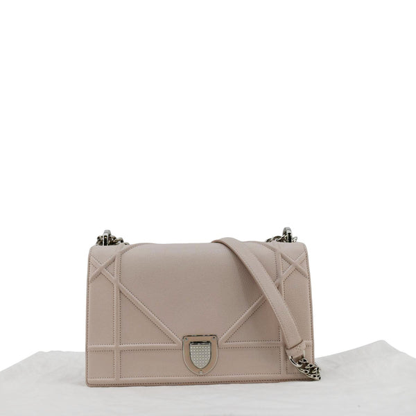 CHRISTIAN DIOR Diaroma Flap Grained Calfskin Leather Crossbody Bag Light Pink front side