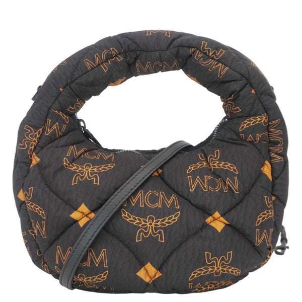 MCM Aren Padded Nylon Hobo Bag Black