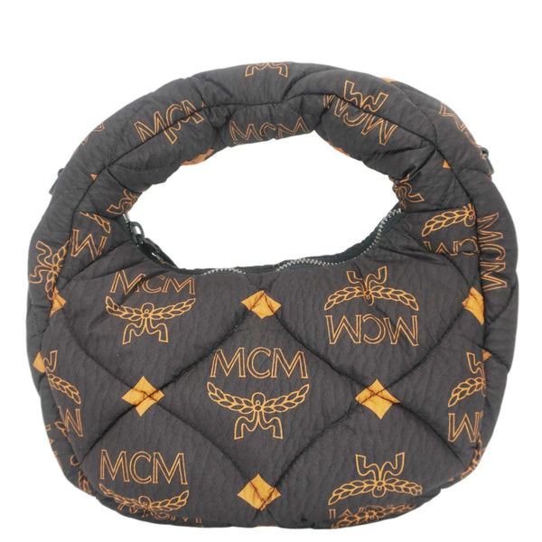 MCM Aren Padded Nylon Hobo Bag Black