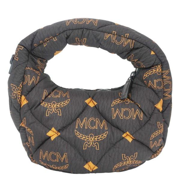 MCM Aren Padded Nylon Hobo Bag Black