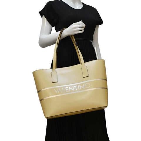 VALENTINO By Mario Valentino Leather Tote Bag Cream