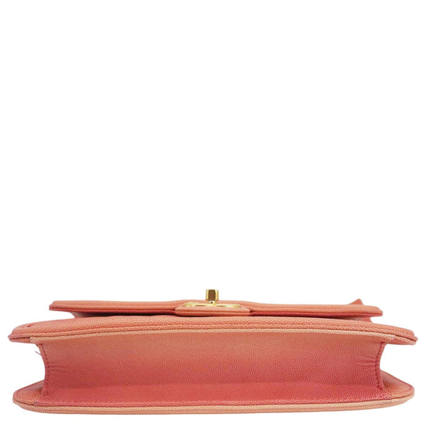 CHANEL Sunset On The Sea Flap Caviar Leather Shoulder Bag Coral