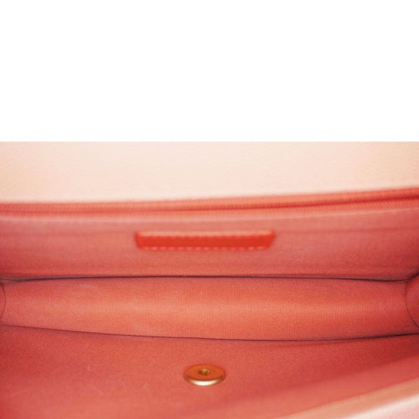 CHANEL Sunset On The Sea Flap Caviar Leather Shoulder Bag Coral