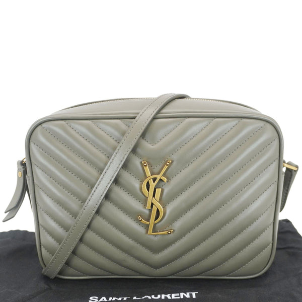 YVES SAINT LAURENT Lou Camera Monogram Leather Shoulder Bag Gray