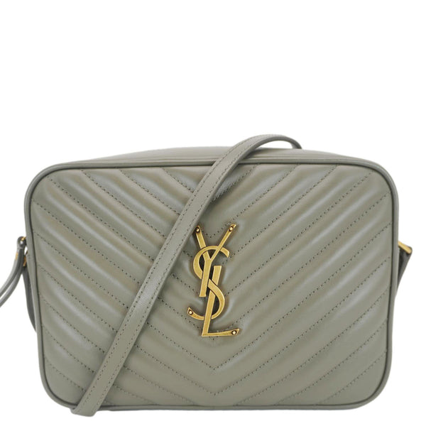 YVES SAINT LAURENT Lou Camera Monogram Leather Shoulder Bag Gray