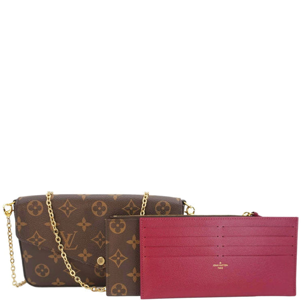 LOUIS VUITTON Felicie Pochette Monogram Canvas Crossbody Bag Brown