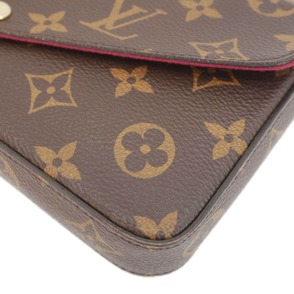 LOUIS VUITTON Felicie Pochette Monogram Canvas Crossbody Bag Brown