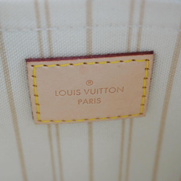 LOUIS VUITTON Neverfull  Damier Azur Pochette Wristlet White