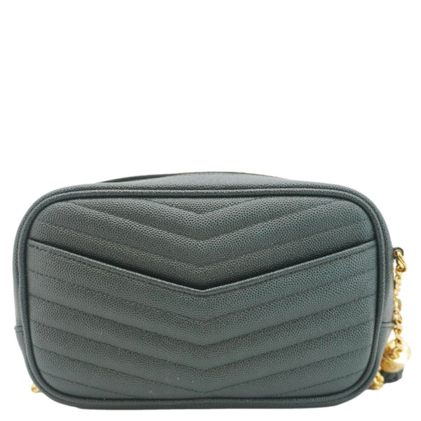 YVES SAINT LAURENT Lou Mini Chevron Leather Camera Crossbody Bag Green