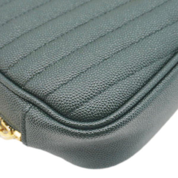 YVES SAINT LAURENT Lou Mini Chevron Leather Camera Crossbody Bag Green