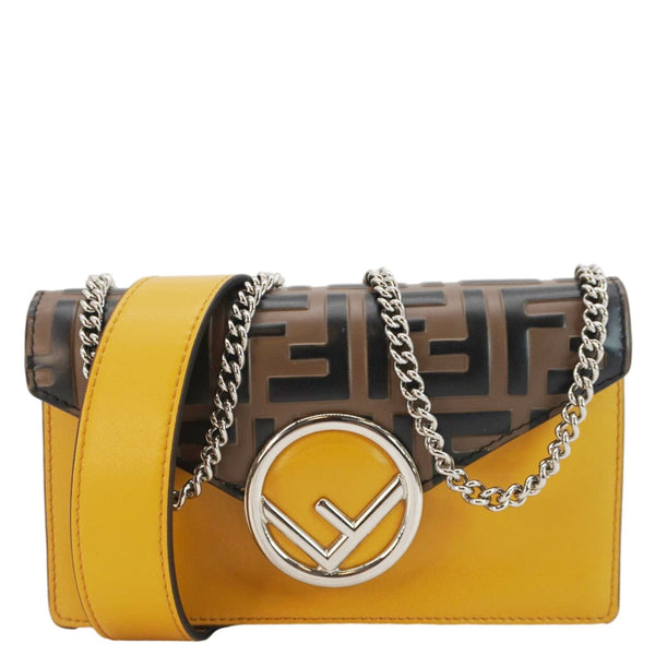 FENDI F Envelope FF 1974 Embossed Leather Belt Bag Sunflower