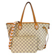 LOUIS VUITTON Neverfull Braided MM Damier Azur Tote Shoulder Bag White