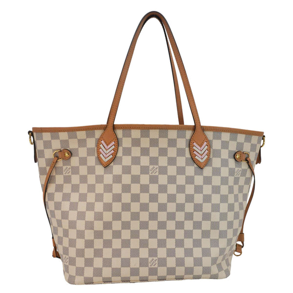 LOUIS VUITTON Neverfull Braided MM Damier Azur Tote Shoulder Bag White