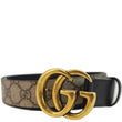 GUCCI Double G Buckle GG Supreme Leather Belt Beige 625839 Size 90.36