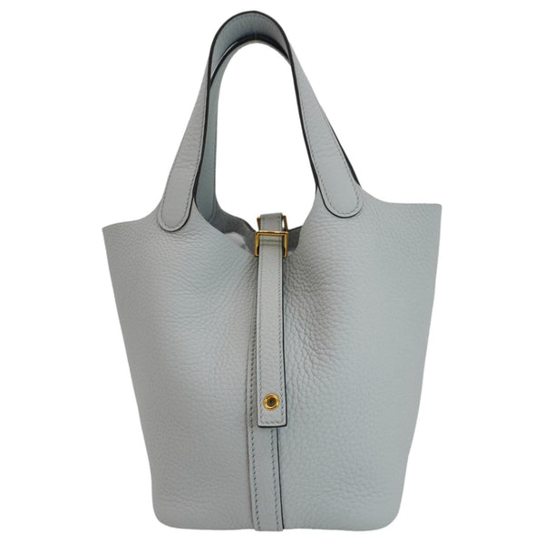 HERMES Picotin Lock 18 Taurillon Clemence Leather Hobo Bag Light Blue