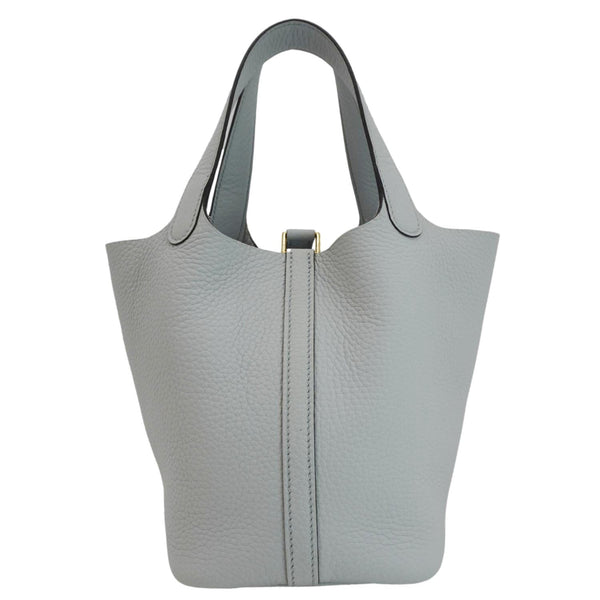 HERMES Picotin Lock 18 Taurillon Clemence Leather Hobo Bag Light Blue