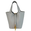 HERMES Picotin Lock 18 Taurillon Clemence Leather Hobo Bag Light Blue