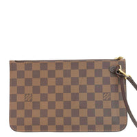 LOUIS VUITTON Wristlet Pochette Damier Ebene Pouch Brown