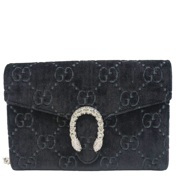 GUCCI Dionysus Mini GG Monogram Velvet Crossbody Bag Black 401231