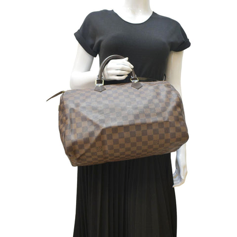 LOUIS VUITTON Speedy 35 Damier Ebene Satchel Bag Brown